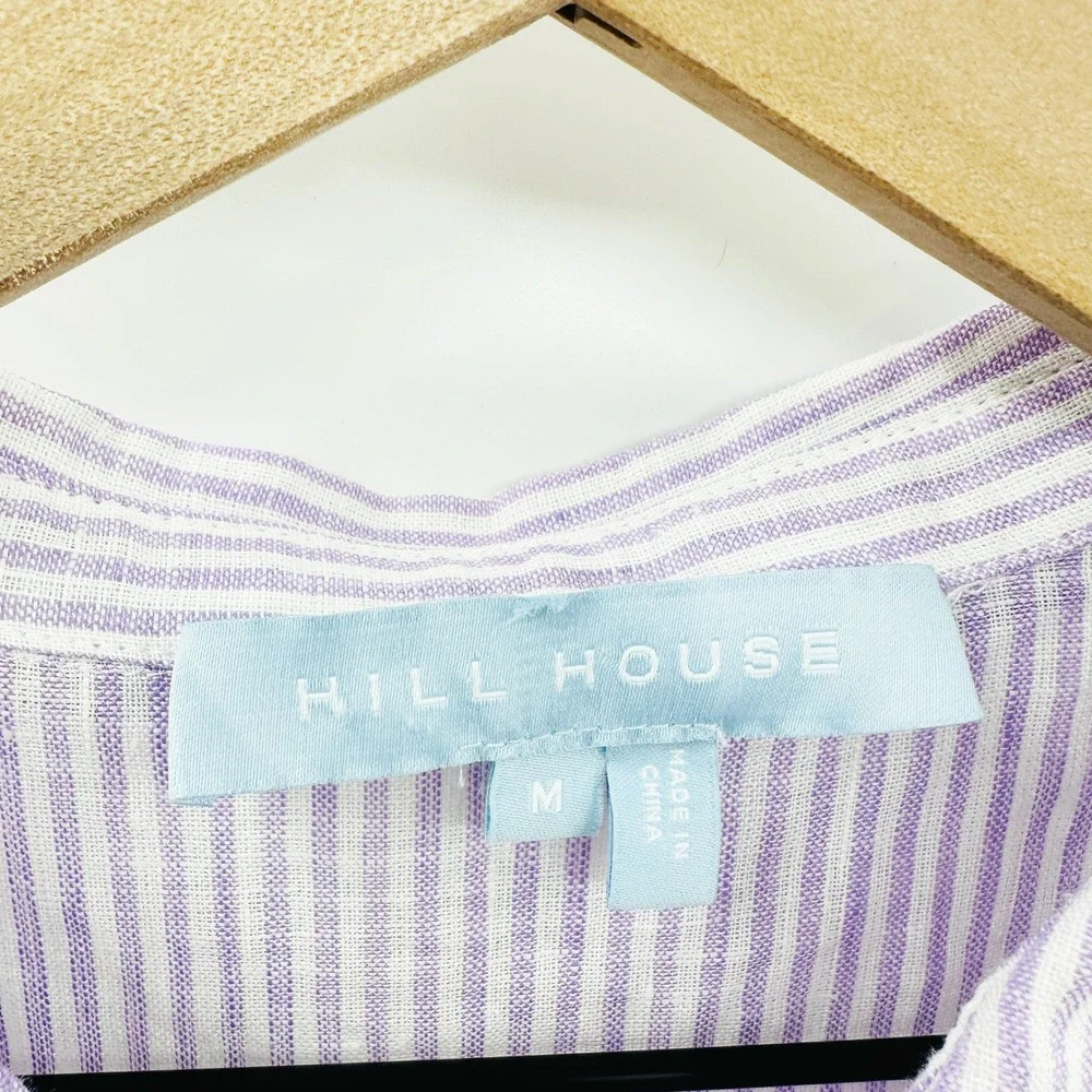 Hill House Laura Dress Linen Stripe Shirt Dress in Lilac‎ Size Medium - Picture 8 of 11